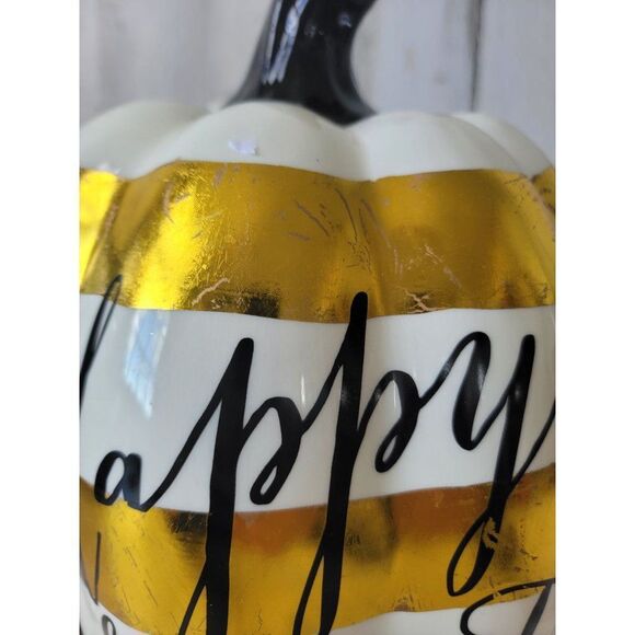 Robert Stanley happy harvest large ceramic pumpkin Halloween fall decor - Picture 3 of 9